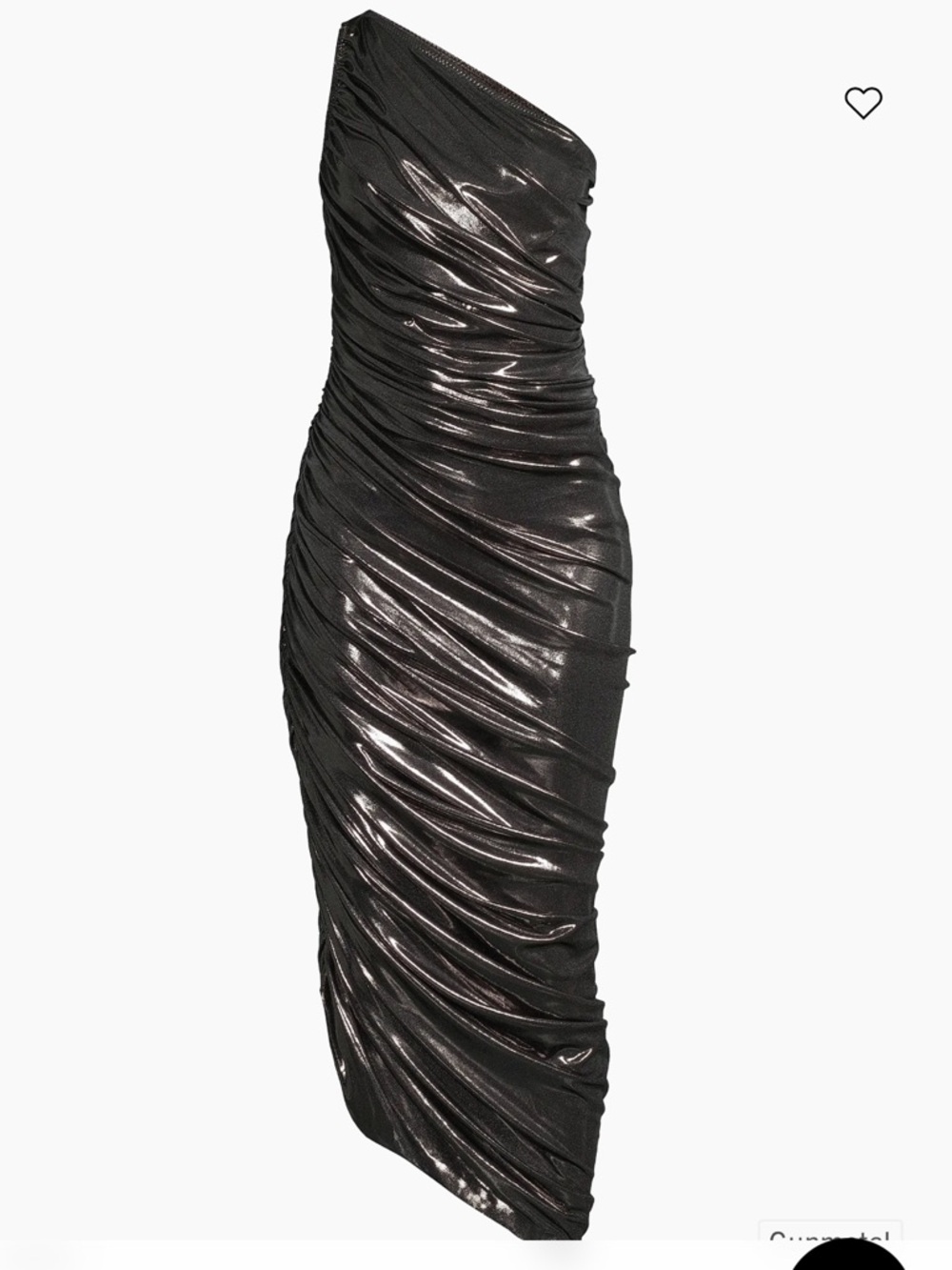 Norma Kamali One-Shoulder Metallic Charcoal Ruched Dress